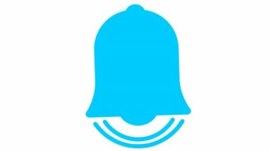 Animasyon çanları çalıyor. Mavi ikon. Döngülü video. Beyaz arkaplanda izole edilmiş vektör illüstrasyonu.