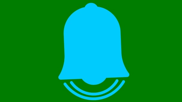 有生命的铃铛响了蓝色图标 循环视频 在绿色背景上孤立的向量图 — 图库视频影像