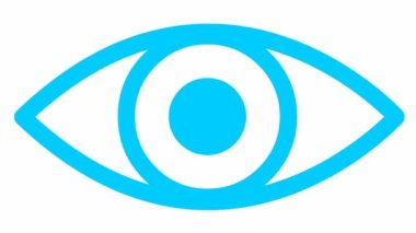 Animasyon mavi göz kapanıyor. Göz açıp kapayıncaya kadar. Doğrusal simge. Döngülü video. Beyaz arkaplanda vektör illüstrasyonu.