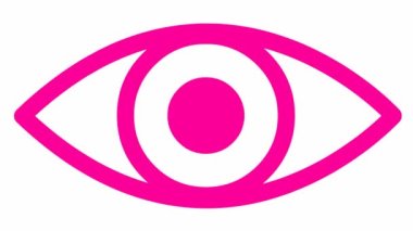 Animasyon pembe göz kapanıyor. Göz açıp kapayıncaya kadar. Doğrusal simge. Döngülü video. Beyaz arkaplanda vektör illüstrasyonu.