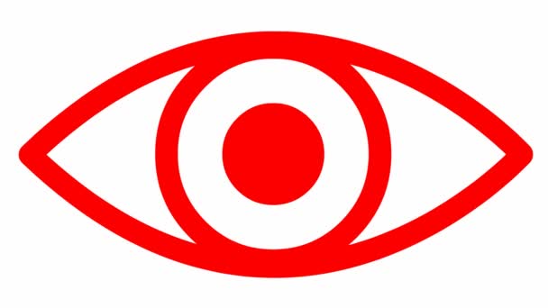 Animated Red Eye Close Blinks Eye Linear Icon Looped Video — Stock Video