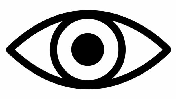 Olho Negro Animado Perto Pisca Olho Ícone Linear Vídeo Loop — Vídeo de Stock