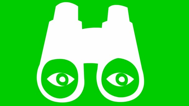 Animated White Binoculars Eyes Blinks Eye Looped Video Concept Searching — Stok video