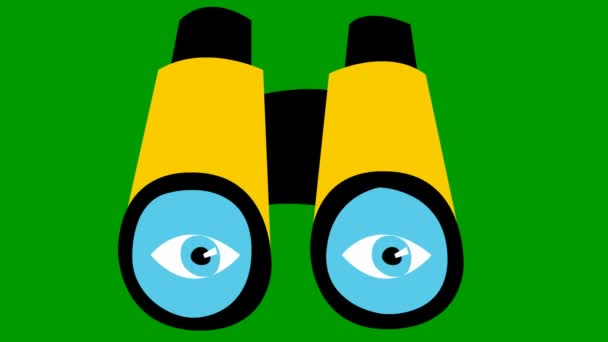 Animated Yellow Binoculars Eyes Blinks Eye Looped Video Concept Searching — Stok video
