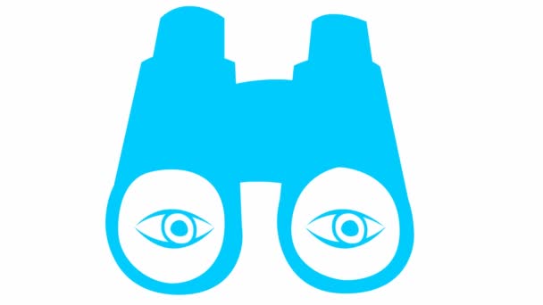 Animated Blue Binoculars Eyes Blinks Eye Looped Video Concept Searching — Stock videók