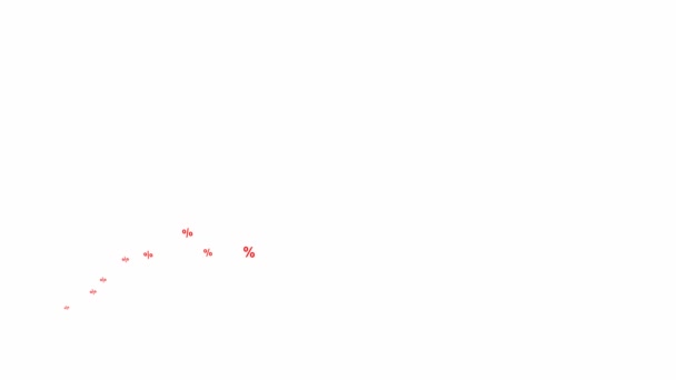 Animated Red Percents Fly Fly Left Right Flying Percents Concept — Wideo stockowe