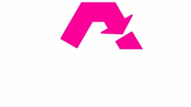 Animasyon ekoloji ikonu. Geri dönüşümün pembe sembolü. Yeşil teknoloji kavramı, çevre dostluğu. Vektör illüstrasyonu beyaz arkaplanda izole edildi.