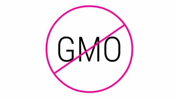 Анімований Рожевий Значок Gmo Безкоштовно Генетично Модифіковані Продукти Векторні Ілюстрації — стокове відео