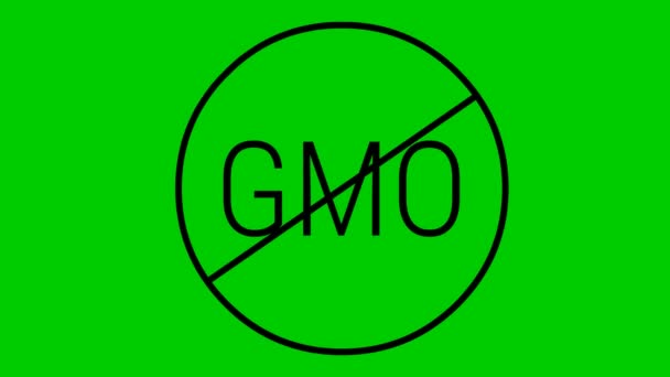 Icono Negro Animado Gmo Gratis Alimentos Modificados Genéticamente Ilustración Vectorial — Vídeo de stock