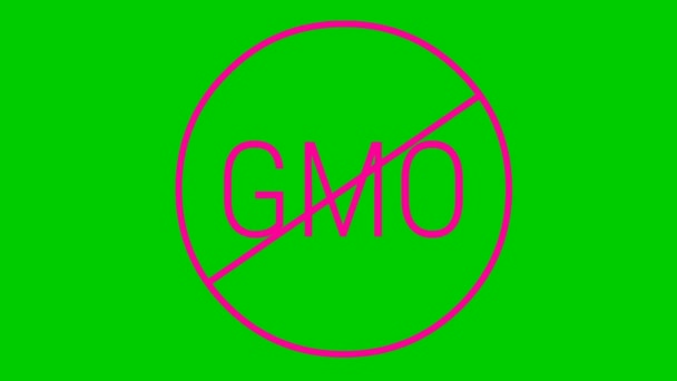 Animated Pink Icon Gmo Free Non Genetically Modified Foods Vector — Stock Video