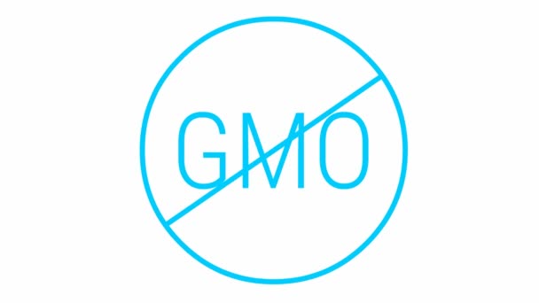 Ícone Azul Animado Ogm Livre Alimentos Não Geneticamente Modificados Ilustração — Vídeo de Stock