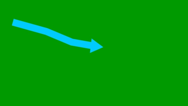 动画蓝色箭头 经济衰退图 经济危机 图表减少 盈利下降 在绿色背景上孤立的向量图 — 图库视频影像