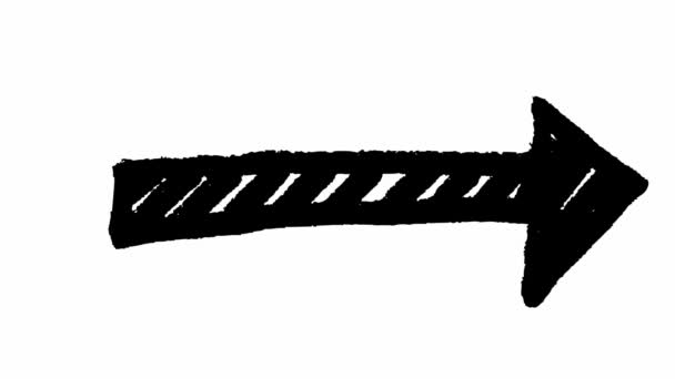 Simbolo Animato Freccia Freccia Nera Disegnata Mano Punta Destra Illustrazione — Video Stock