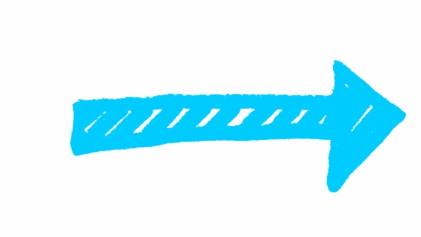 Animovaný Symbol Šipky Ručně Kreslená Modrá Šipka Ukazuje Doprava Vektorové — Stock video