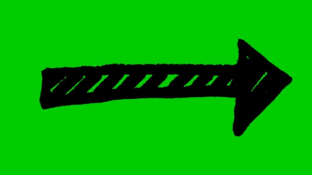 Animowany Symbol Strzały Ręcznie Narysowana Czarna Strzałka Wskazuje Prawo Ilustracja — Wideo stockowe