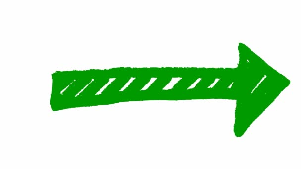 Animated Symbol Arrow Hand Drawn Green Arrow Points Right Vector — Vídeo de stock