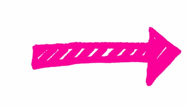 Анімований Символ Стрілки Рука Намальована Рожевою Стрілкою Вказує Праворуч Векторні — стокове відео