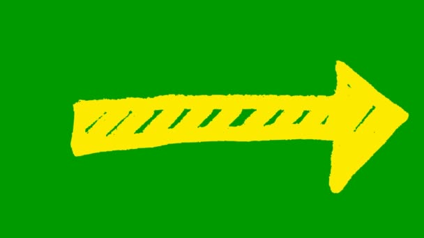 Animated Symbol Arrow Hand Drawn Yellow Arrow Points Right Vector — Stockvideo