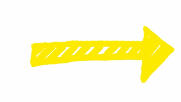 Símbolo Animado Flecha Seta Amarela Desenhada Mão Aponta Para Direita — Vídeo de Stock