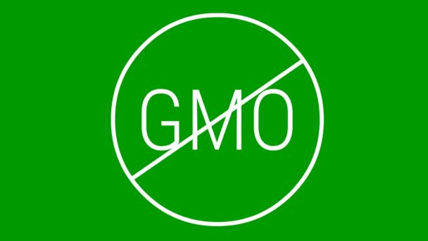 Animated White Icon Gmo Free Non Genetically Modified Foods Vector — Stock video