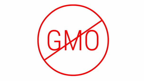 Animated Red Icon Gmo Free Non Genetically Modified Foods Vector — Stok Video