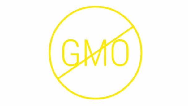 Animated Yellow Icon Gmo Free Non Genetically Modified Foods Vector — Stock video