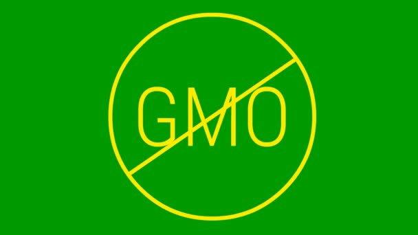 Animated Yellow Icon Gmo Free Non Genetically Modified Foods Vector — Stockvideo