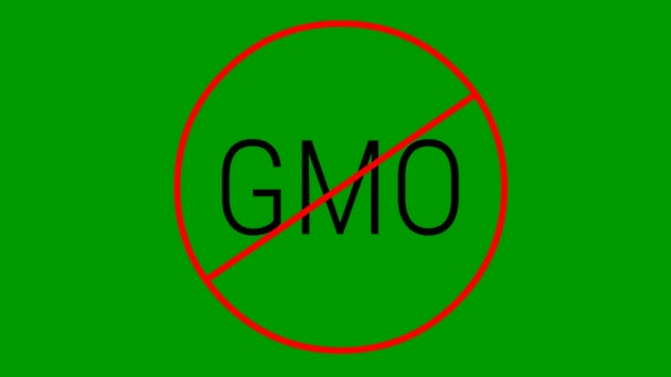 Animowana Czerwona Ikona Gmo Wolna Żywność Niezmodyfikowana Genetycznie Ilustracja Wektora — Wideo stockowe