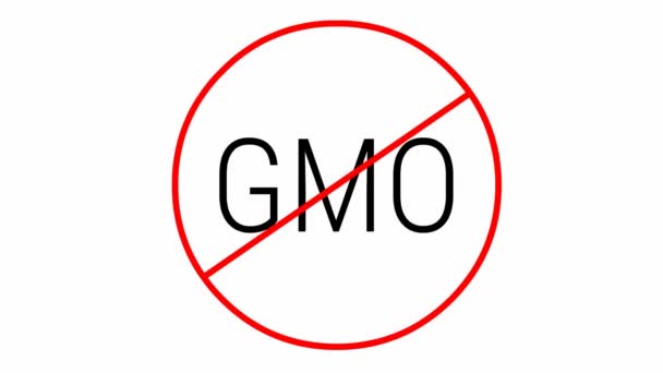 Animált Piros Ikon Gmo Mentes Genetikailag Nem Módosított Élelmiszerek Vektor — Stock videók