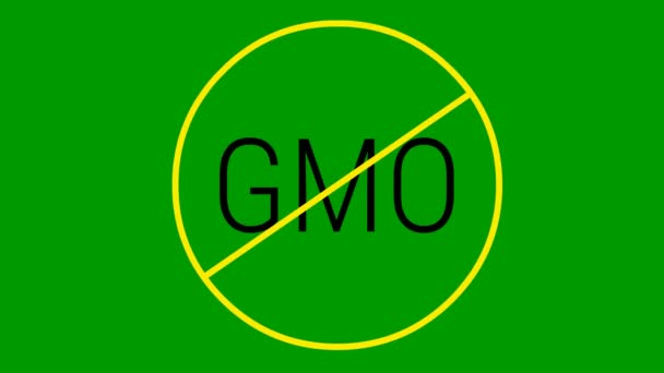Icona Gialla Animata Senza Ogm Alimenti Non Geneticamente Modificati Illustrazione — Video Stock