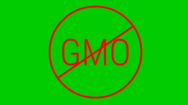 Icona Rossa Animata Ogm Gratis Alimenti Non Geneticamente Modificati Illustrazione — Video Stock