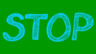 Çizim tarzında animasyon mavi kelime. Mesaj Noktasıyla Karalamalar. El çizimi vektör çizimleri yeşil arkaplanda izole edildi.