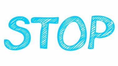 Çizim tarzında animasyon mavi kelime. Mesaj Noktasıyla Karalamalar. Beyaz arkaplanda el çizimi vektör çizimleri izole.