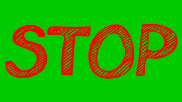 Анимационное Красное Слово Стиле Эскиза Дудлы Текстом Стоп Векторные Иллюстрации — стоковое видео