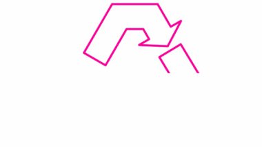 Animasyon ekoloji ikonu. Geri dönüşümün pembe sembolü. Yeşil teknoloji kavramı, çevre dostluğu. Vektör illüstrasyonu beyaz arkaplanda izole edildi.