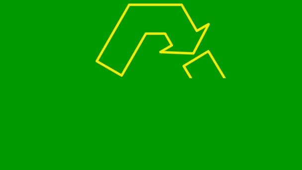 Icono Ecología Animada Símbolo Amarillo Reciclaje Concepto Tecnología Verde Respeto — Vídeo de stock