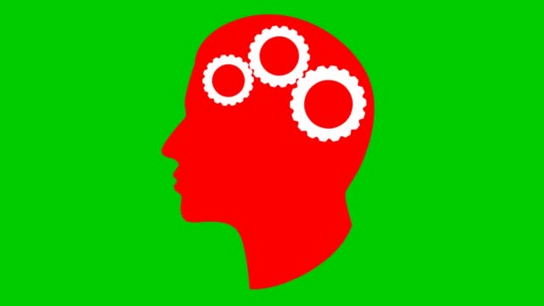 Animated Red Mechanism Head Gears Concept Idea Creativity Intellect Strategy — Stok video