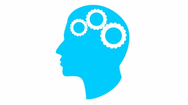 Animated Blue Mechanism Head Gears Concept Idea Creativity Intellect Strategy — Αρχείο Βίντεο