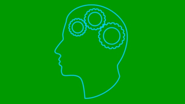 Animated Blue Line Mechanism Head Gears Concept Idea Creativity Intellect — Stockvideo