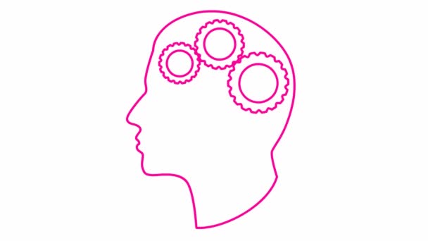 Animated Line Pink Mechanism Head Gears Concept Idea Creativity Intellect — Stok video
