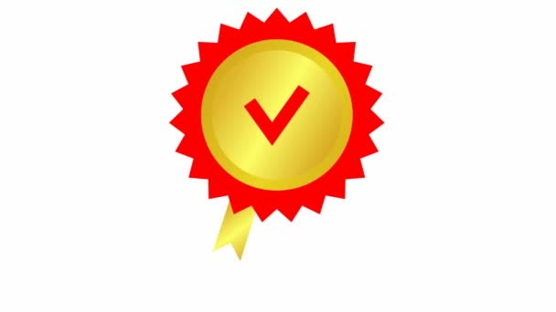 Animated Gold Black Quality Mark Approved Certified Icon Flat Design — Vídeo de Stock