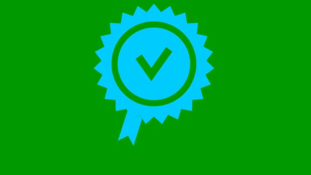 Animated Blue Quality Mark Approved Certified Icon Flat Design Vector — Vídeo de Stock