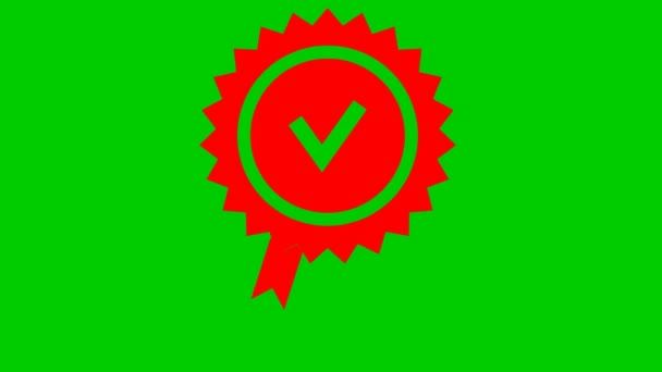 Animated Red Quality Mark Approved Certified Icon Flat Design Vector — Stock videók