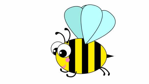 Animated Funny Bee Bee Flies Looped Video Flat Vector Illustration — ストック動画