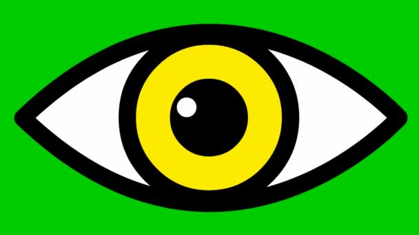 Olho Amarelo Animado Perto Pisca Olho Ícone Linear Vídeo Loop — Vídeo de Stock