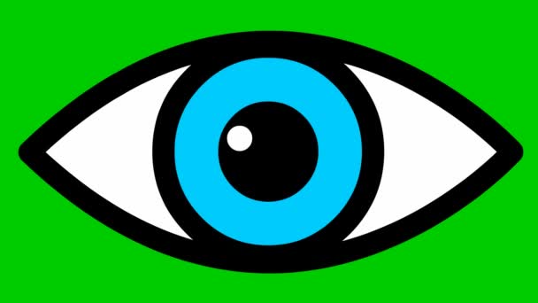 Animated Blue Eye Close Blinks Eye Linear Icon Looped Video — Stockvideo