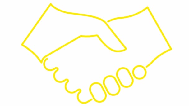 Animated Yellow Handshake Icon Concept Deal Agreement Partnership Vector Linear — Stock Video