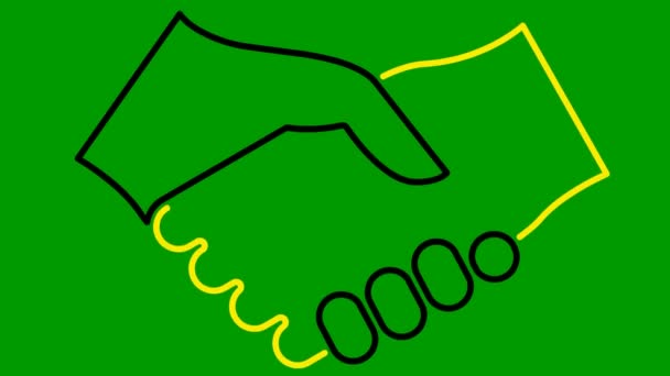 Animated Black Yellow Handshake Icon Concept Deal Agreement Partnership Vector — Wideo stockowe