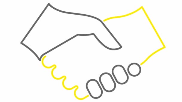 Animated Gray Yellow Handshake Icon Concept Deal Agreement Partnership Vector — стоковое видео