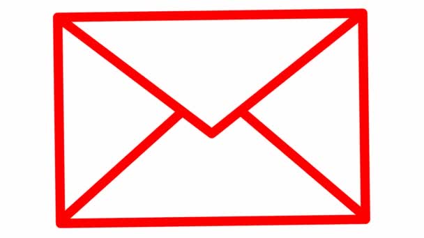Ikon Garis Merah Amplop Animasi Simbol Mail Konsep Komunikasi Surat — Stok Video